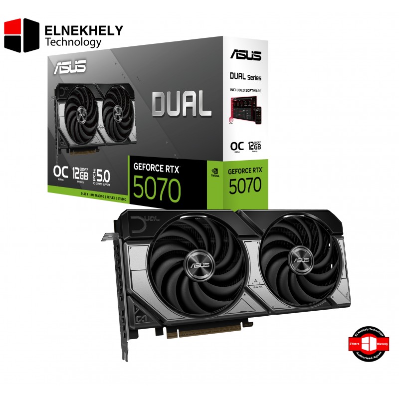 ASUS Dual GeForce RTX 5070 OC Edition 12GB GDDR7 Graphics Card – PCIe 5.0, 672GB/s Bandwidth, DLSS 4, Ray Tracing, 2.5-Slot Cooling, Dual Axial-Tech Fans, HDMI 2.1, DisplayPort 2.1, 16-Pin Power Connector ASUS Dual GeForce RTX 5070 OC Edition 12GB GDDR7 Graphics Card – PCIe 5.0, 672GB/s Bandwidth, DLSS 4, Ray Tracing, 2.5-Slot Cooling, Dual Axial-Tech Fans, HDMI 2.1, DisplayPort 2.1, 16-Pin Power Connector