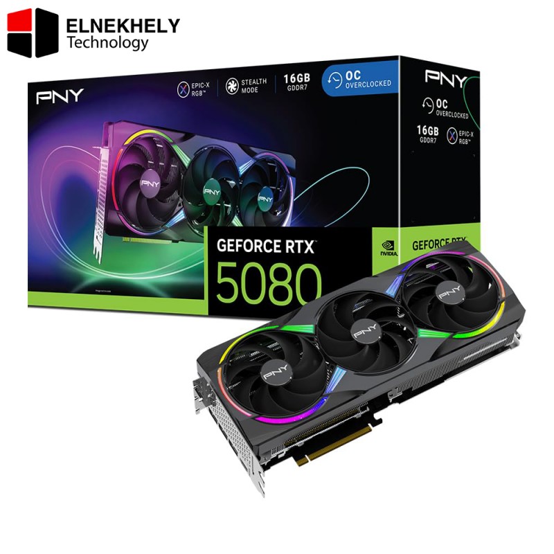 PNY NVIDIA GeForce RTX 5080 ARGB 16GB GDDR7 Epic-X RGB Overclocked Triple Fan GPU/Gaming Graphics Card - VCG508016TFXXPB1-O PNY NVIDIA GeForce RTX 5080 ARGB 16GB GDDR7 Epic-X RGB Overclocked Triple Fan GPU/Gaming Graphics Card - VCG508016TFXXPB1-O