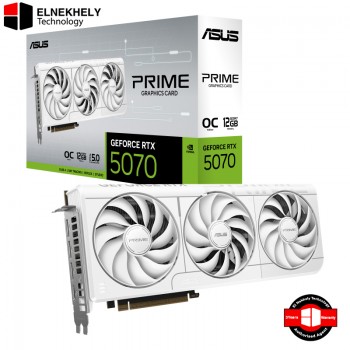 ASUS Prime GeForce RTX 5070 White OC Edition 12GB GDDR7 Graphics Card – Overclocked GPU with PCIe 5.0, Ray Tracing, DLSS 3.5, HDMI 2.1, DisplayPort 1.4a, High Performance Gaming for 4K & 8K