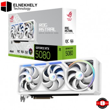 ASUS ROG Astral GeForce RTX 5080 WHITE OC Edition – 16GB GDDR7, PCIe 5.0, Ray Tracing, DLSS 4, Triple Axial-Tech Fans, Metal Backplate, Overclocked, ARGB Lighting