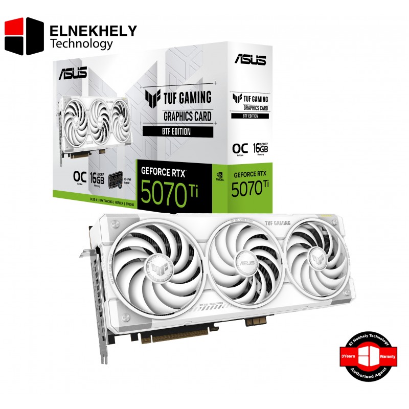ASUS TUF Gaming GeForce RTX 5070 Ti BTF White OC Edition 16GB GDDR7 Graphics Card | PCIe 5.0, 8960 CUDA Cores, Ray Tracing, DLSS 3.5, HDMI 2.1, DisplayPort 2.1 ASUS TUF Gaming GeForce RTX 5070 Ti BTF White OC Edition 16GB GDDR7 Graphics Card | PCIe 5.0, 8960 CUDA Cores, Ray Tracing, DLSS 3.5, HDMI 2.1, DisplayPort 2.1