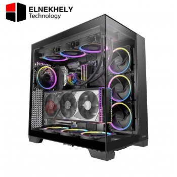 Antec C8 Black Case, Fans not Included, RTX 40 Compatible, Dual-Chamber, tooless Design, Type-C, 360mm Radiator Support, Seamless Tempered Glass Front & Side Panels, High Airflow Full-Tower E-ATX PC Case