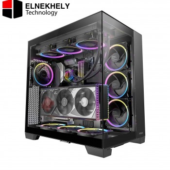 Antec C8 Black Case, Fans not Included, RTX 40 Compatible, Dual-Chamber, tooless Design, Type-C, 360mm Radiator Support, Seamless Tempered Glass Front & Side Panels, High Airflow Full-Tower E-ATX PC Case