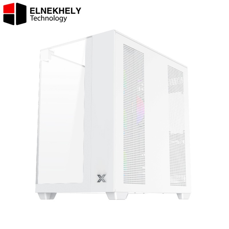 Xigmatek Aqua Arctic Type-C ARGB Mid Tower Case – White Edition, Tempered Glass Side Panel, USB-C Front I/O, 4 ARGB Fans, ATX Support, High Airflow Design