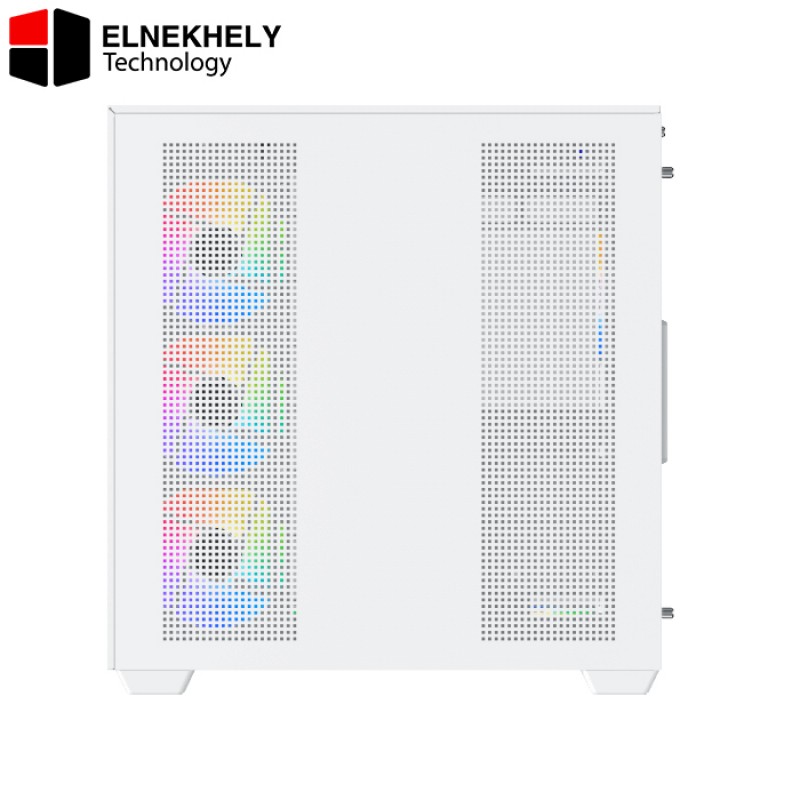 Xigmatek Aqua Arctic Type-C ARGB Mid Tower Case – White Edition, Tempered Glass Side Panel, USB-C Front I/O, 4 ARGB Fans, ATX Support, High Airflow Design