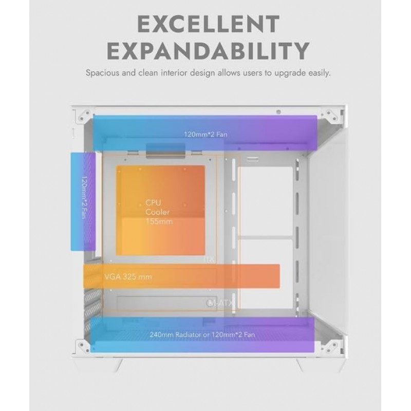 DarkFlash D275M White ARGB Gaming Case – Mid Tower with 3 ARGB Fans