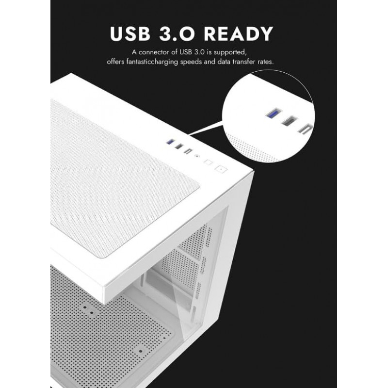 DarkFlash D275M White ARGB Gaming Case – Mid Tower with 3 ARGB Fans