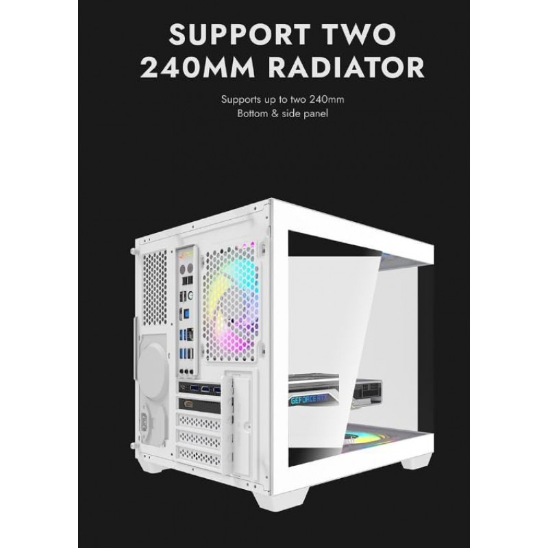 DarkFlash D275M White ARGB Gaming Case – Mid Tower with 3 ARGB Fans
