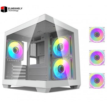 DarkFlash D275M White ARGB Gaming Case – Mid Tower with 3 ARGB Fans