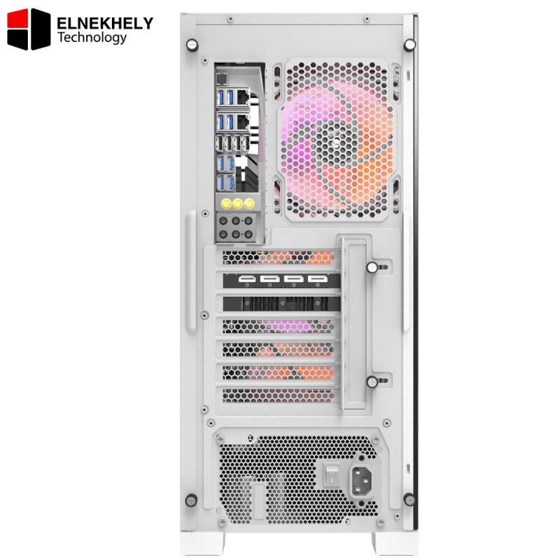 DarkFlash DK361 Computer Case (White) – 4 Pre-Installed Fans, High Airflow Design, Tempered Glass Side Panel, Optimized Cooling Support