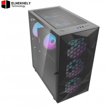 DarkFlash DLM21 Mesh Black mATX PC Case – High Airflow Mesh Front Panel, Tempered Glass Side, Support for 240mm Radiator, Multiple Fan Support, Compact Micro-ATX Design