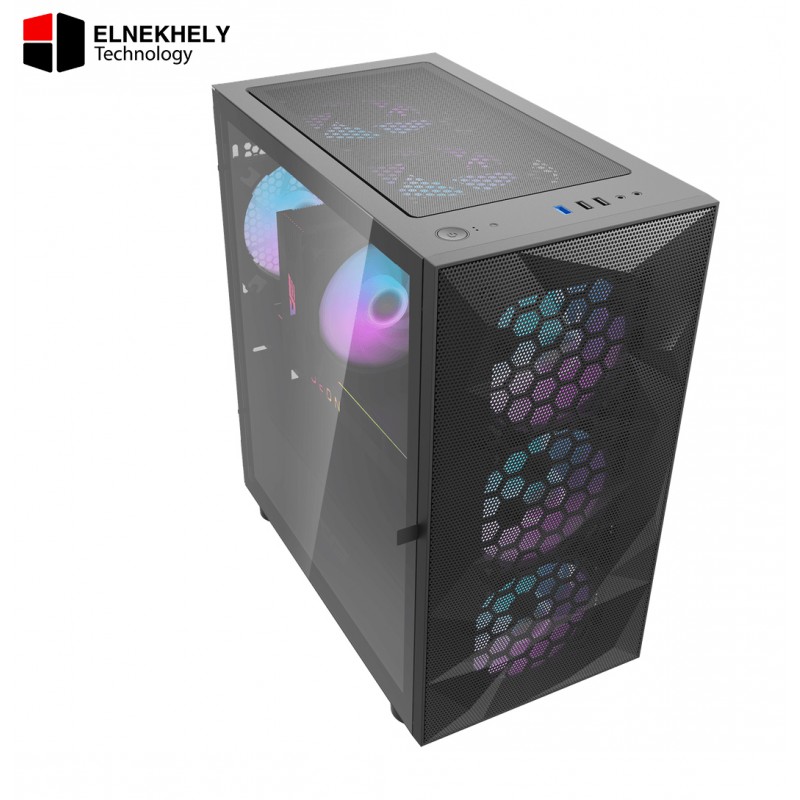 DarkFlash DLM21 Mesh Black mATX PC Case – High Airflow Mesh Front Panel, Tempered Glass Side, Support for 240mm Radiator, Multiple Fan Support, Compact Micro-ATX Design