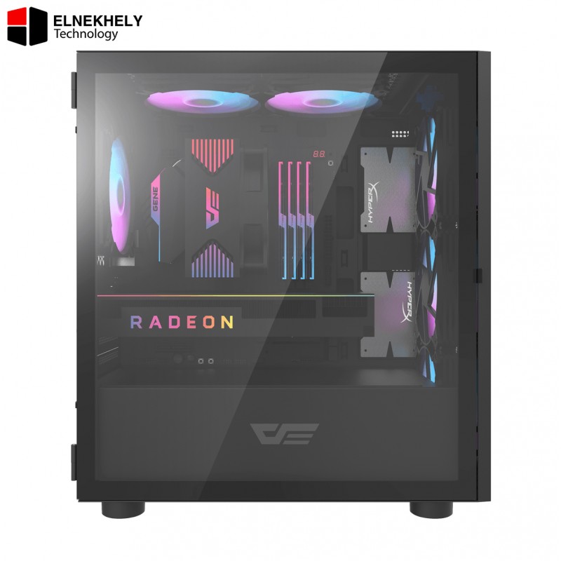 DarkFlash DLM21 Mesh Black mATX PC Case – High Airflow Mesh Front Panel, Tempered Glass Side, Support for 240mm Radiator, Multiple Fan Support, Compact Micro-ATX Design