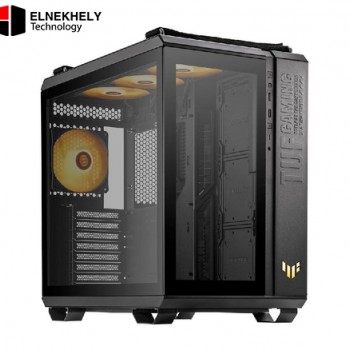 ASUS TUF Gaming GT502 Horizon Black ATX Mid-Tower Gaming Case (Boundless Panoramic Design, Dual-Chamber, Independent CPU and GPU Cooling Zones, Tool-Free Side Panels, USB 10 Gbps Type-C® Front Panel)