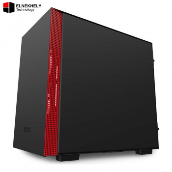 NZXT H210 Mini-ITX Gaming Case with Tempered Glass – Matte Black/Red