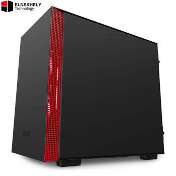 NZXT H210 Mini-ITX Gaming Case with Tempered Glass – Matte Black/Red