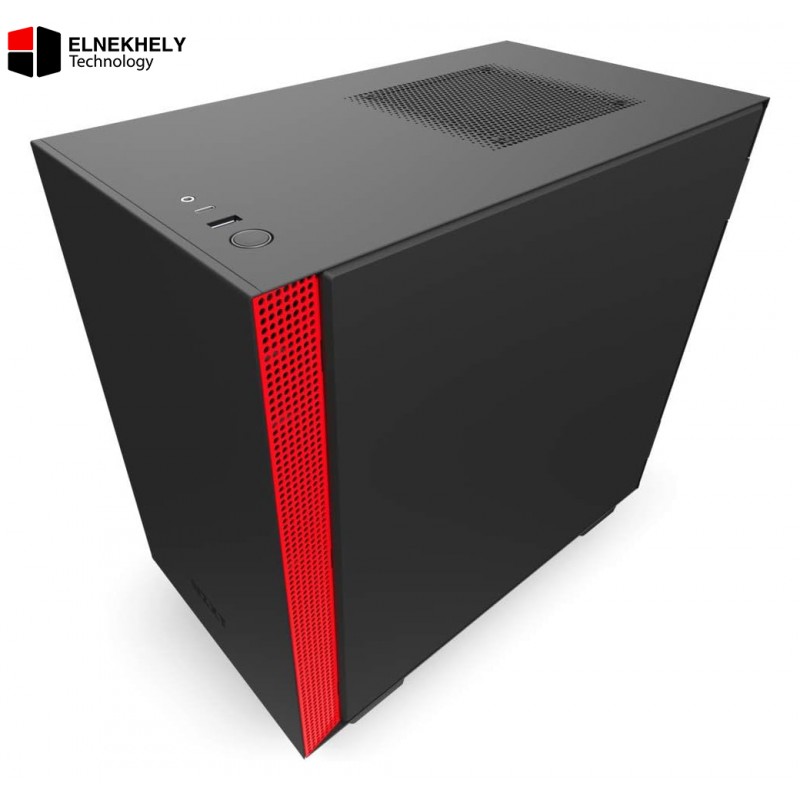 NZXT H210 Mini-ITX Gaming Case with Tempered Glass – Matte Black/Red