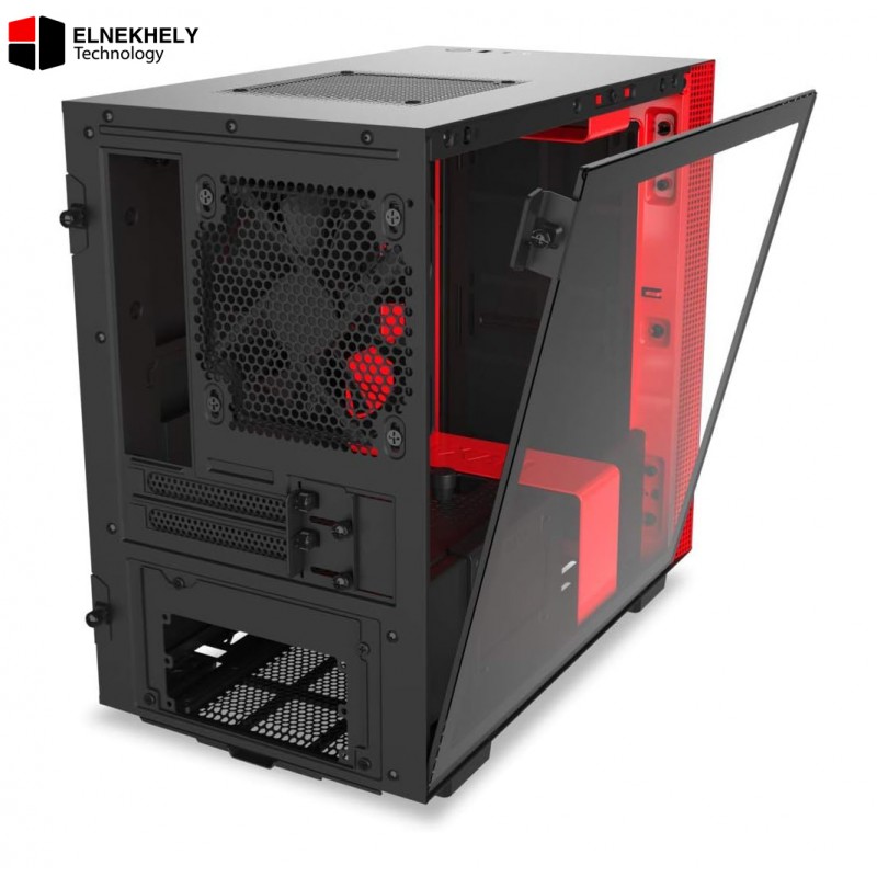 NZXT H210 Mini-ITX Gaming Case with Tempered Glass – Matte Black/Red