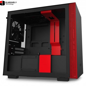 NZXT H210 Mini-ITX Gaming Case with Tempered Glass – Matte Black/Red