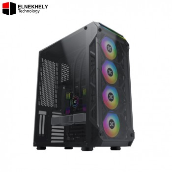 Xigmatek Overtake Super Tower PC Case – 6 Pre-Installed Fans, High Airflow Design, Tempered Glass Panels, Advanced Cooling & Radiator Support