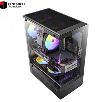 Antec VCX300 Mid Tower Gaming Case with 5 ARGB Fans + Antec Atom V650 Power Supply