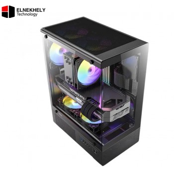 Antec VCX300 Mid Tower Gaming Case with 5 ARGB Fans + Antec Atom V650 Power Supply