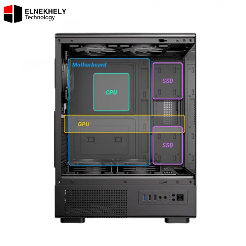 Antec VCX300 Mid Tower Gaming Case with 5 ARGB Fans + Antec Atom V650 Power Supply