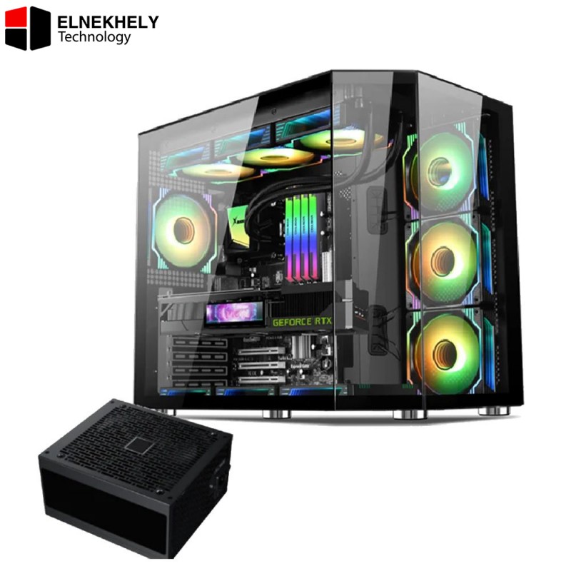 Xander Crystal 7 ARGB Mid Tower Gaming Case with 850W 80 Plus Bronze PSU – High Airflow & RGB Design