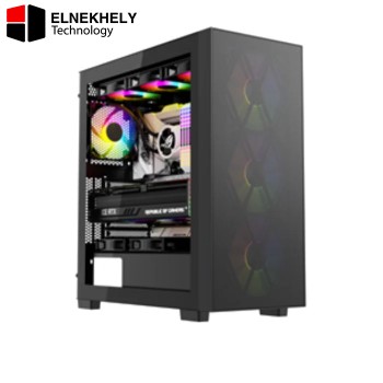 Xander Hulk Mesh Mid Tower Gaming Case – 4x ARGB Fans, Tempered Glass, 700W 80+ PSU Included, ATX Support, High Airflow, Black