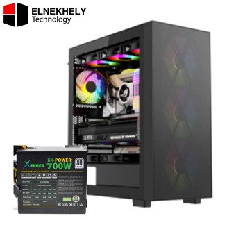Xander Hulk Mesh Mid Tower Gaming Case – 4x ARGB Fans, Tempered Glass, 700W 80+ PSU Included, ATX Support, High Airflow, Black