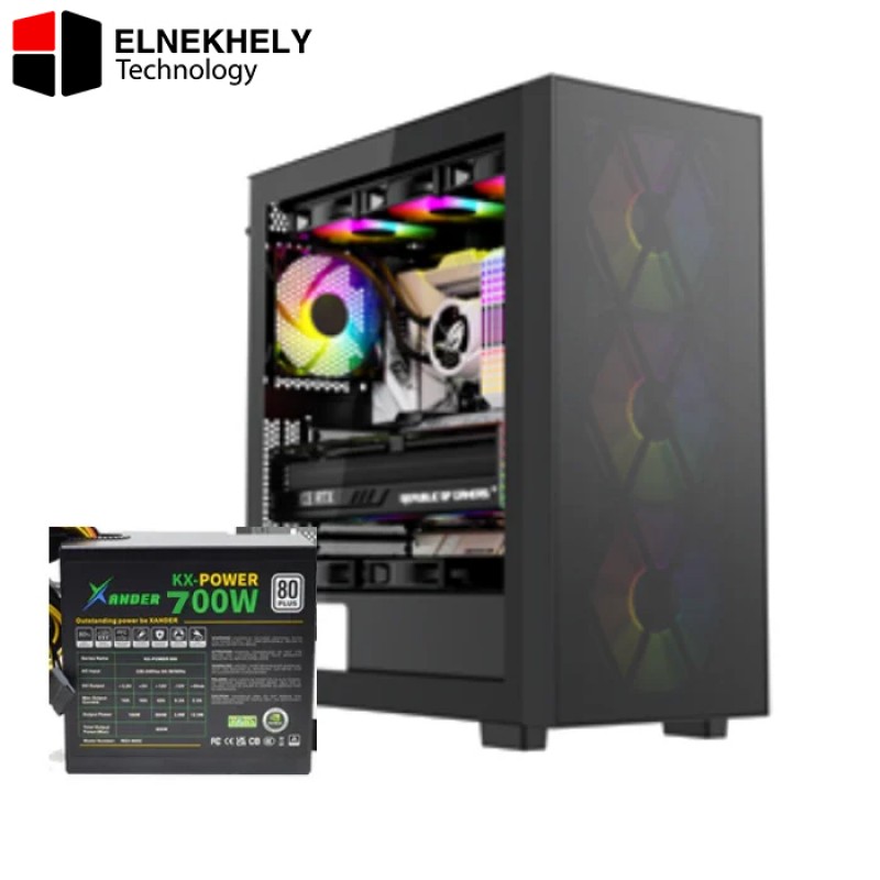 Xander Hulk Mesh Mid Tower Gaming Case – 4x ARGB Fans, Tempered Glass, 700W 80+ PSU Included, ATX Support, High Airflow, Black Xander Hulk Mesh Mid Tower Gaming Case – 4x ARGB Fans, Tempered Glass, 700W 80+ PSU Included, ATX Support, High Airflow, Black