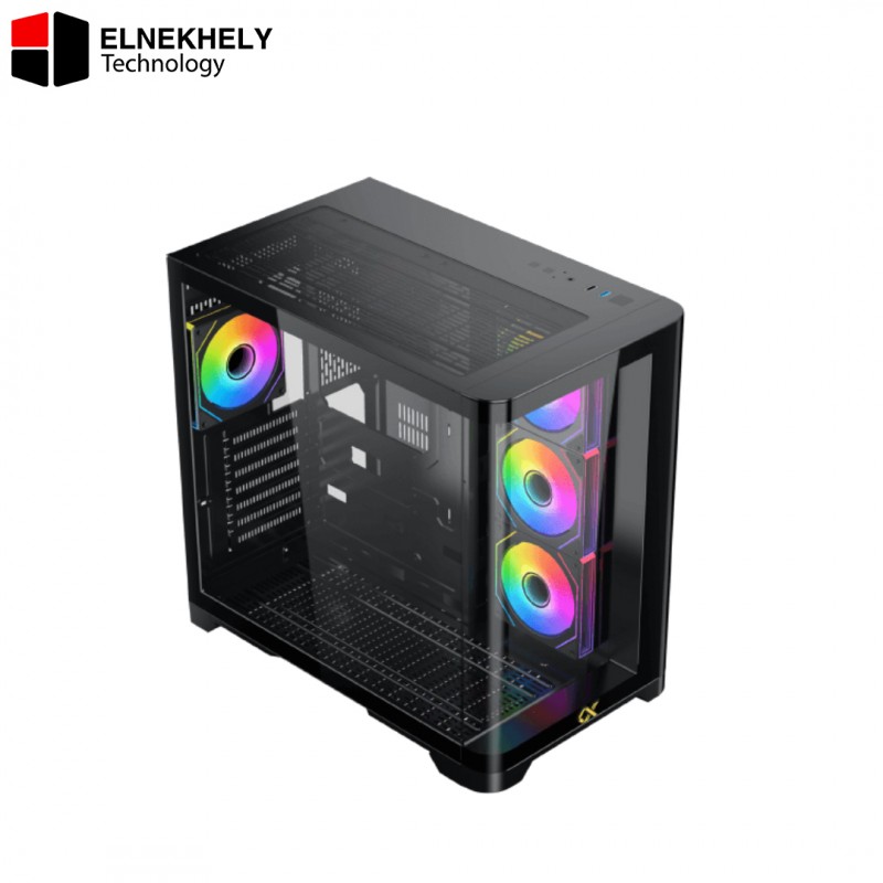 Xigmatek Crystal Storm Mid Tower Case – Curved Tempered Glass, 4× PWM ARGB Fans, High-Airflow Design, ATX Support, Premium Gaming Chassis