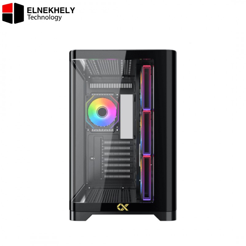 Xigmatek Crystal Storm Mid Tower Case – Curved Tempered Glass, 4× PWM ARGB Fans, High-Airflow Design, ATX Support, Premium Gaming Chassis