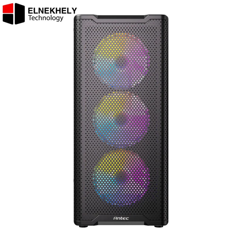 ANTEC VX310 Mid Tower Case – 4×120mm ARGB Fans + Antec Atom V650W Power Supply, High-Airflow Design, Tempered Glass Side Panel, Reliable ATX PC Case & PSU Combo