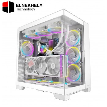 Antec C8 White Case — RTX 40 Compatible, Dual-Chamber, tooless Design, Type-C, 360mm Radiator Support, Seamless Tempered Glass Front & Side Panels, High Airflow Full-Tower E-ATX PC Case - Fans not Included