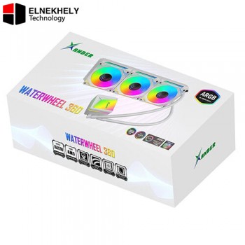 XANDER WATERWHEEL 360 ARGB LCD CPU Liquid Cooler – White, 2.1" Display, PWM Fans, LGA 1700/AM5 Support, 3x 120mm ARGB Fans, High-Performance AIO Cooling, WL30306