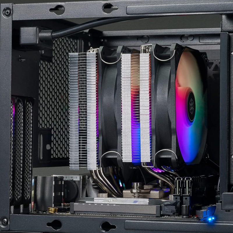 SilverStone Hydrogon D120 ARGB Dual-Tower CPU Cooler – HYD120-ARGB with LGA1700 & LGA1851 Support, Dual 120mm ARGB Fans, 6 Heat Pipes, High-Performance Air Cooling