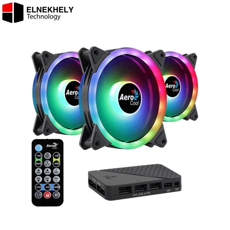 Aerocool Duo 12 Pro ARGB 3-Fan Kit with Wireless Remote and 6-Port Controller Hub – 120mm PWM Aerocool Duo 12 Pro ARGB 3-Fan Kit with Wireless Remote and 6-Port Controller Hub – 120mm PWM