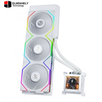 Lian Li HydroShift LCD 360R RGB (White) AIO Liquid CPU Cooler – 2.88” IPS Display 360mm Radiator, Intel LGA1700 & AMD AM5/AM4 Compatible