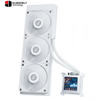 Lian Li HydroShift LCD 360R RGB (White) AIO Liquid CPU Cooler – 2.88” IPS Display 360mm Radiator, Intel LGA1700 & AMD AM5/AM4 Compatible