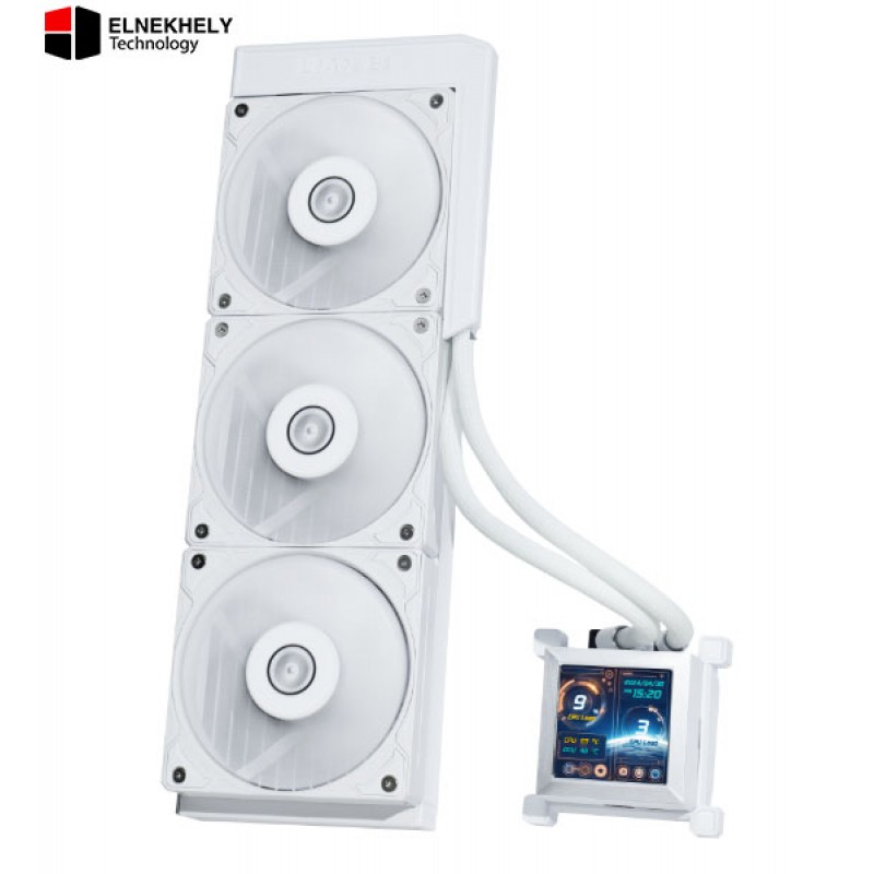 Lian Li HydroShift LCD 360R RGB White AIO Liquid CPU Cooler – 2.88” IPS Display 360mm Radiator, Intel LGA1700 & AMD AM5/AM4 Compatible