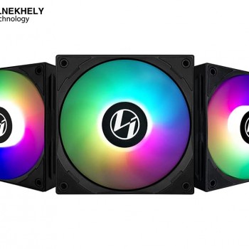 Lian Li ST120 RGB Black 3-Pack PWM Fans with ARGB Controller — 120mm High Static Pressure, 800-1900 RPM, 69.17 CFM Airflow, 2.6 mmH2O Air Pressure, Fluid Dynamic Bearings, 32 dBA Noise, Compatible with Motherboard RGB Sync