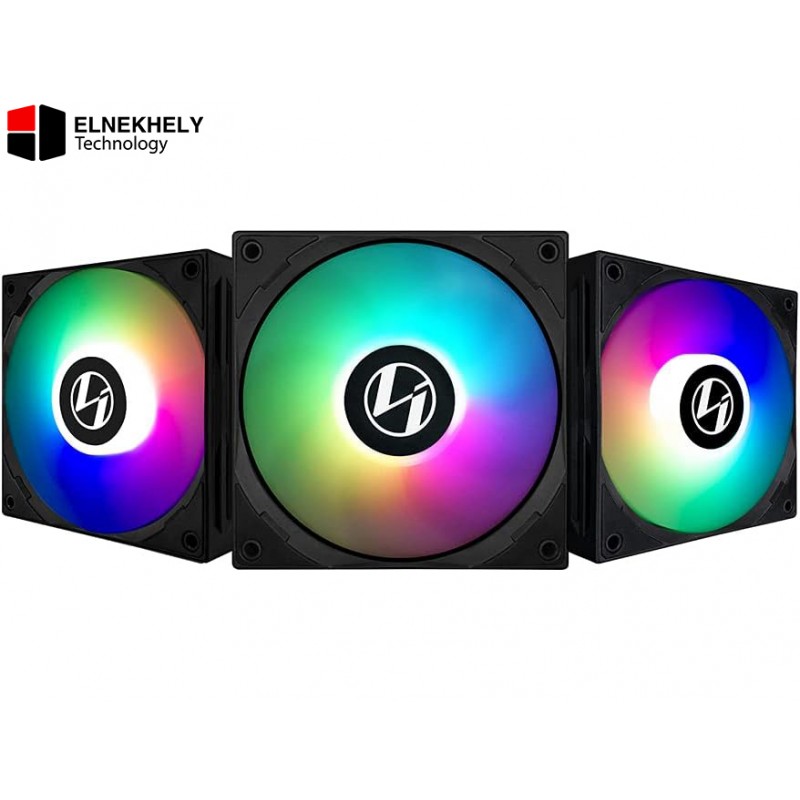 Lian Li ST120 RGB Black 3-Pack PWM Fans with ARGB Controller — 120mm High Static Pressure, 800-1900 RPM, 69.17 CFM Airflow, 2.6 mmH2O Air Pressure, Fluid Dynamic Bearings, 32 dBA Noise, Compatible with Motherboard RGB Sync Lian Li ST120 RGB Black 3-Pack PWM Fans with ARGB Controller — 120mm High Static Pressure, 800-1900 RPM, 69.17 CFM Airflow, 2.6 mmH2O Air Pressure, Fluid Dynamic Bearings, 32 dBA Noise, Compatible with Motherboard RGB Sync