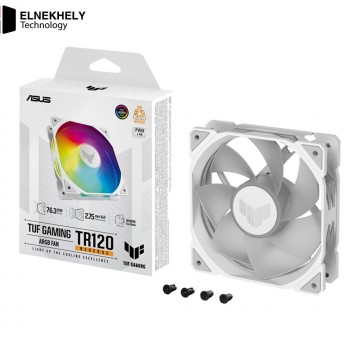 TUF Gaming TR120 ARGB White Chassis Fan – 120mm PWM High Static Pressure & Airflow Cooling Fan, Addressable RGB Lighting, Durable Design, Optimized for PC Cases, Radiators & Heatsinks
