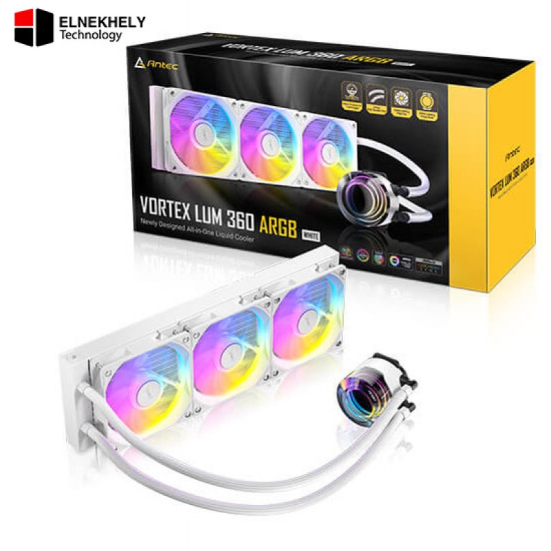 Antec Vortex 360mm ARGB LUM Liquid CPU Cooler – AIO Water Cooling System with PWM Fans Addressable RGB, Intel & AMD Support Up to 280W TDP (White) Antec Vortex 360mm ARGB LUM Liquid CPU Cooler – AIO Water Cooling System with PWM Fans Addressable RGB, Intel & AMD Support Up to 280W TDP (White)