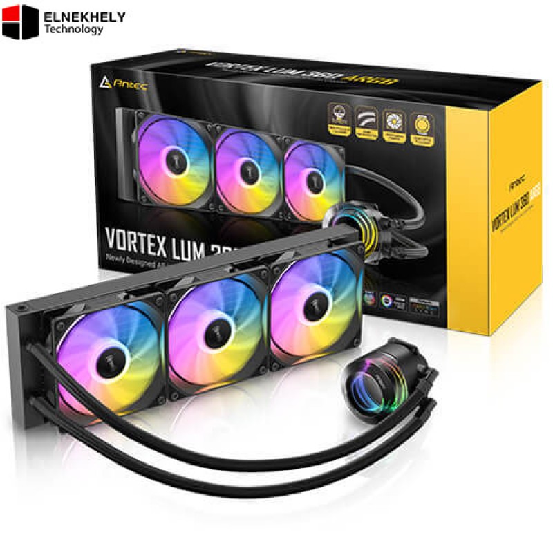Antec Vortex 360mm ARGB LUM Liquid CPU Cooler – AIO Water Cooling System with PWM Fans Addressable RGB, Intel & AMD Support Up to 280W TDP (Black) Antec Vortex 360mm ARGB LUM Liquid CPU Cooler – AIO Water Cooling System with PWM Fans Addressable RGB, Intel & AMD Support Up to 280W TDP (Black)
