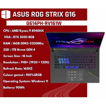 ASUS ROG Strix G16 (G614PH-RV161W) AMD Ryzen 9 8940HX RTX 5050 8GB 16" FHD+ 165Hz 16GB RAM 1TB SSD Laptop - Eclipse Gray