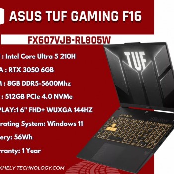 ASUS TUF Gaming F16 (FX607VJB-RL805W) Intel Core Ultra 5 210H RTX 3050 6GB 16" FHD+ 144Hz Laptop - Mecha Gray