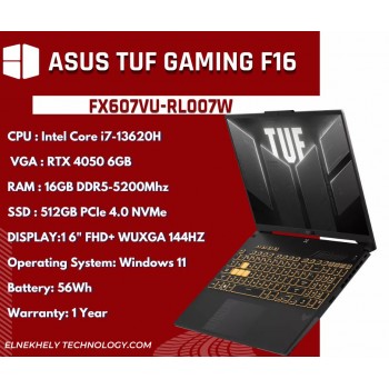 ASUS TUF Gaming F16 (FX607VU-RL007W) Intel Core i7-13620H RTX 4050 6GB 16" WUXGA 144Hz Laptop - Black
