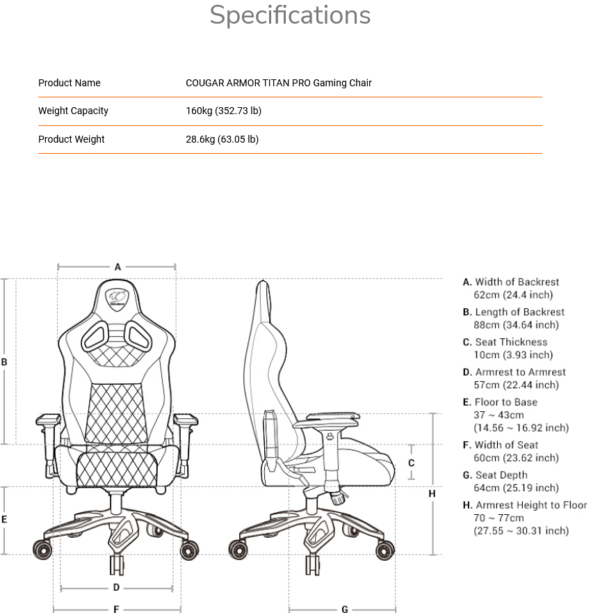 Cougar Armor Titan Pro Gaming Chair - Black/Orange - Armor Titan Pro